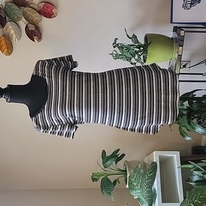 Black & White Stripe Mini Dress Women's Short Sleeve Crew Neck